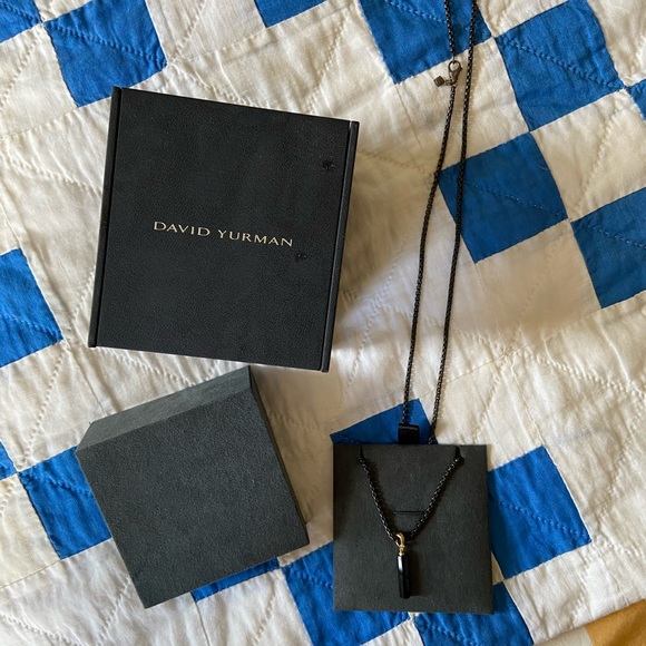 David Yurman Barrel Charm in Black Onyx Necklace - Picture 2 of 4